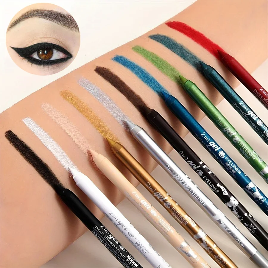 10-kleuren waterdichte eyeliner-pen Langdurige concealer en lipliner-gelpen, zweetbestendig en veegvast