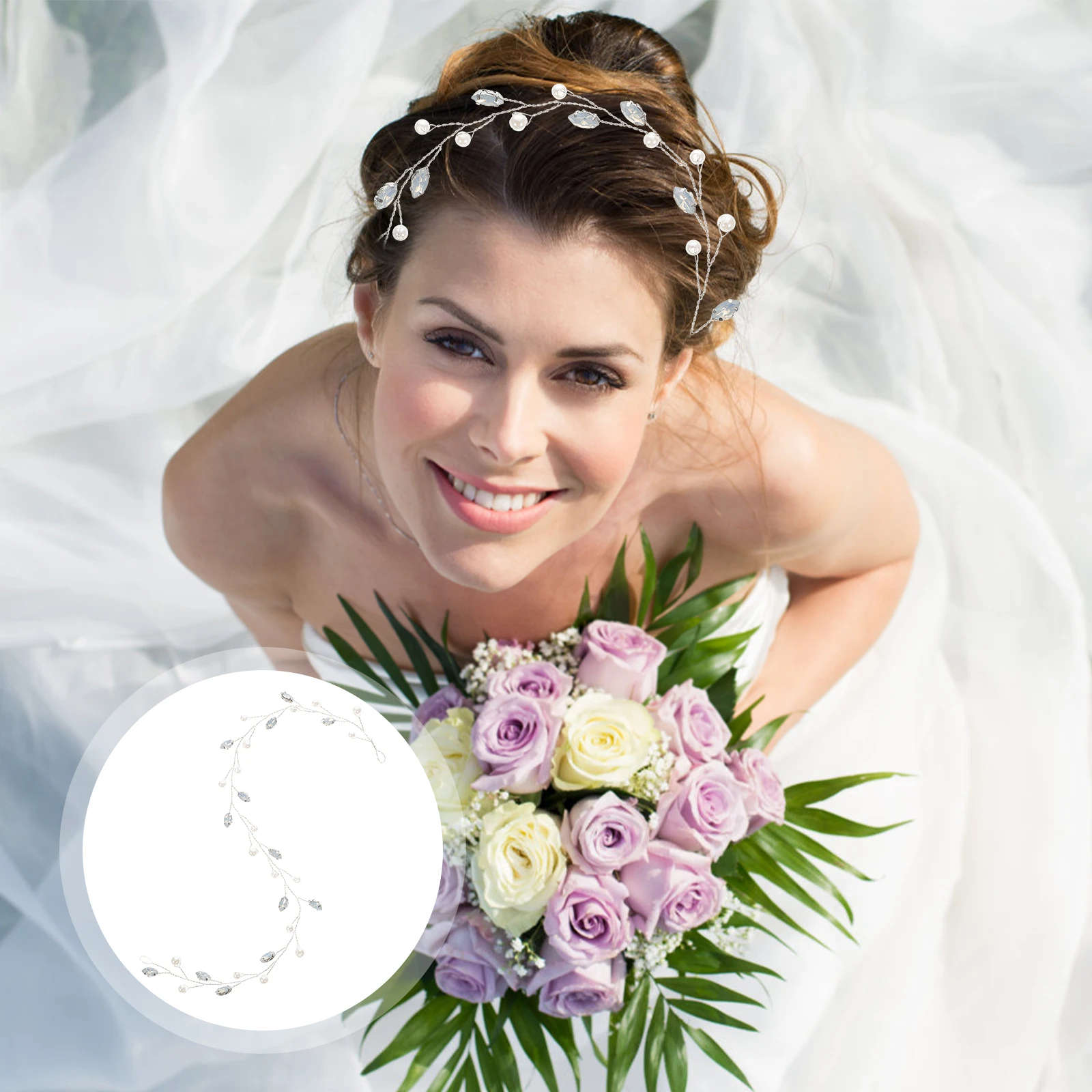 

Pearl Hair Accessories Elegant Crystal Pearl Headdress Vines Wedding Bridesmaid Bridal Headpiece Hairstyle Charm Fashion