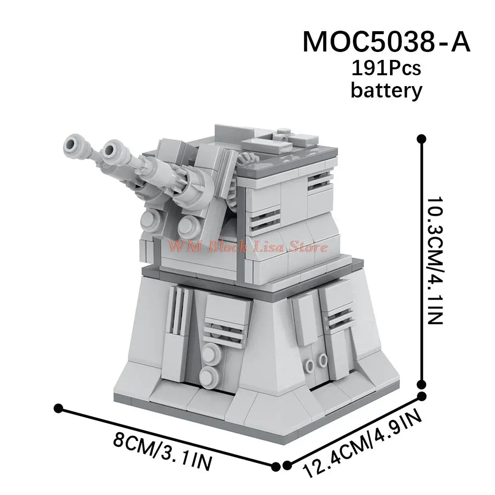 MOC5038 Military War Space Series Fortress Base Battery Gate Wall Radar Street View Building Block Toys For Children Gift Friend