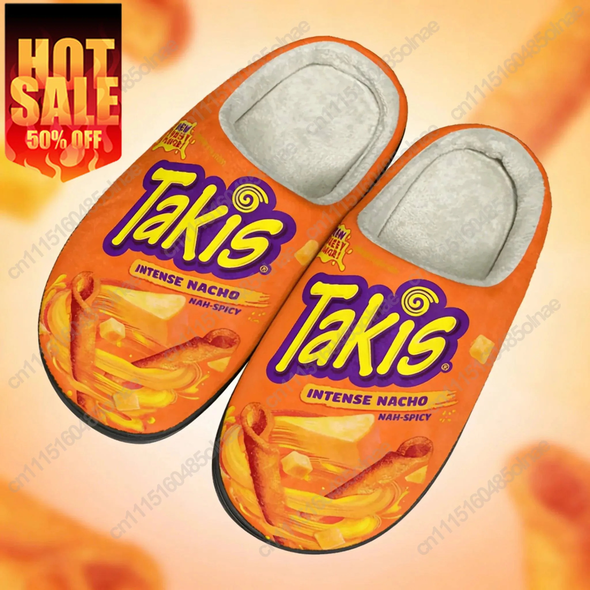 Funny Takis Custom Warm Plush Indoor House Slippers For Adults Flannel Home Shoes
