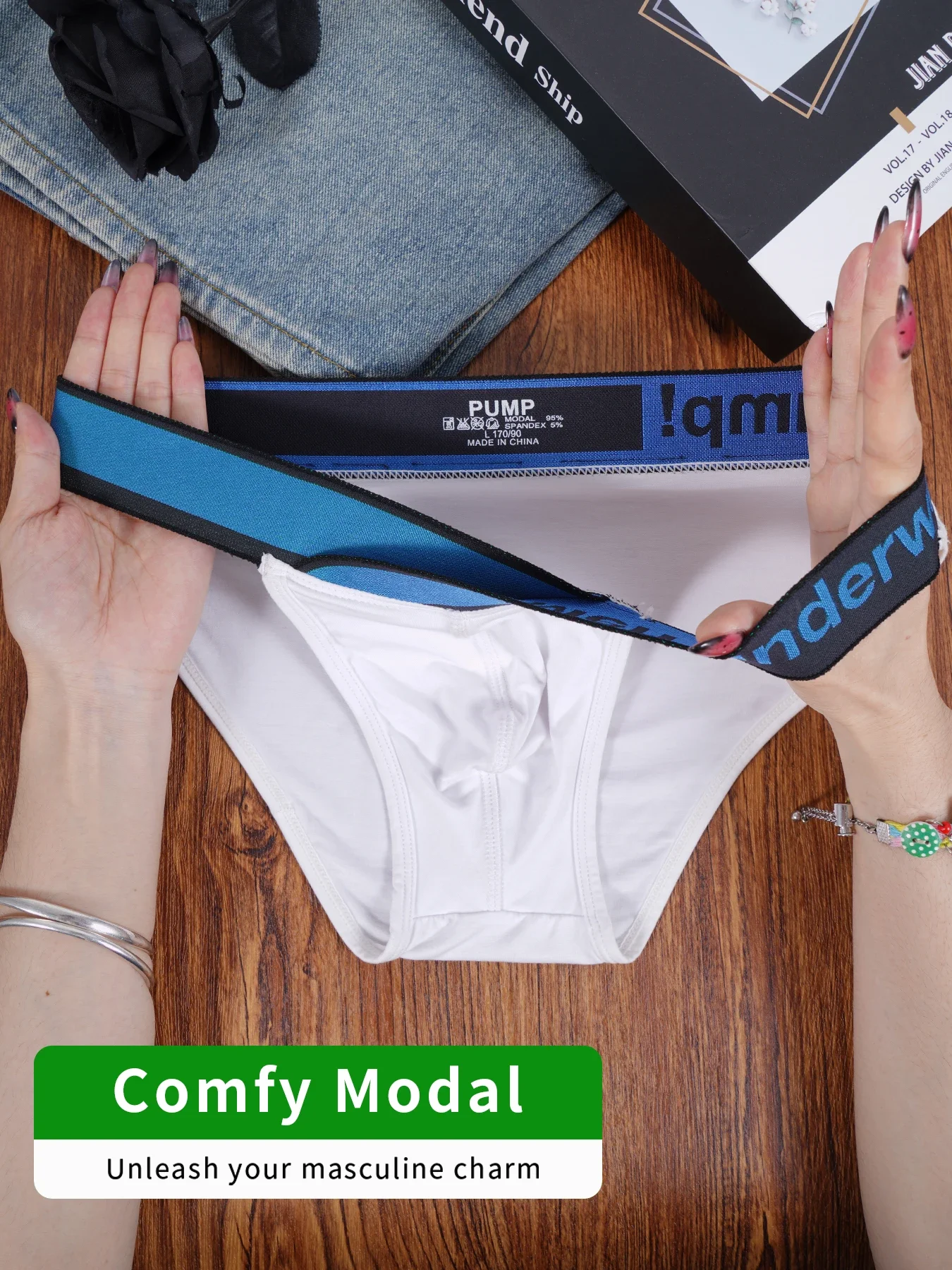 Men's PUMP! Modal Seamless Flat Front Briefs Ultra-Soft Elastic Waistband Daily Underwear Breathable No-Show