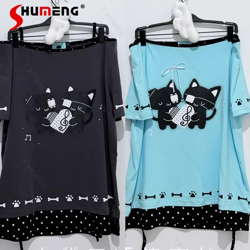 Japanese Women's Cartoon Long Sleeves Tees Two Colors Cute