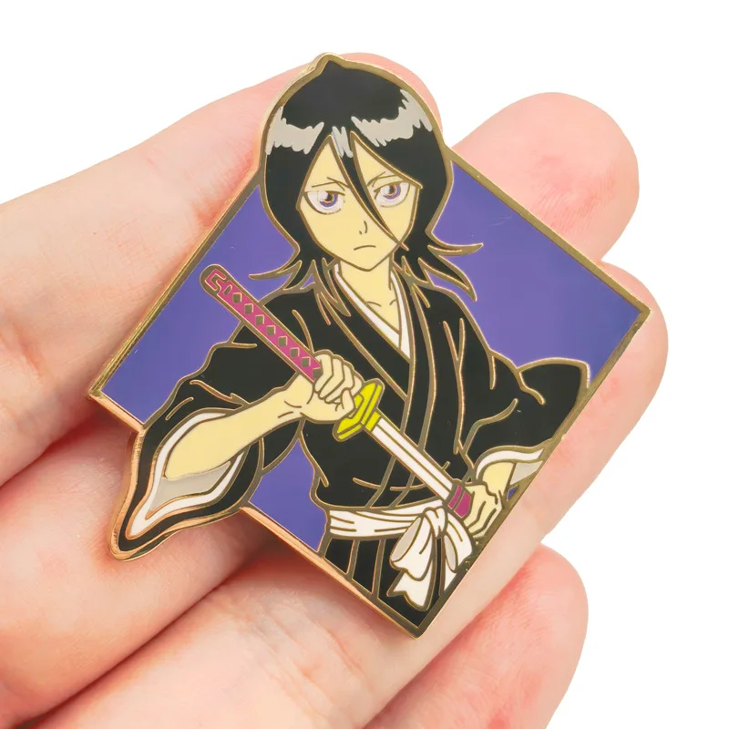 Anime BLEACH Enamel Pins Kuchiki Rukia Badges Pendant Japanese Manga Brooches for Bag Backpack Clothing Lapel ACG Cosplay Gift