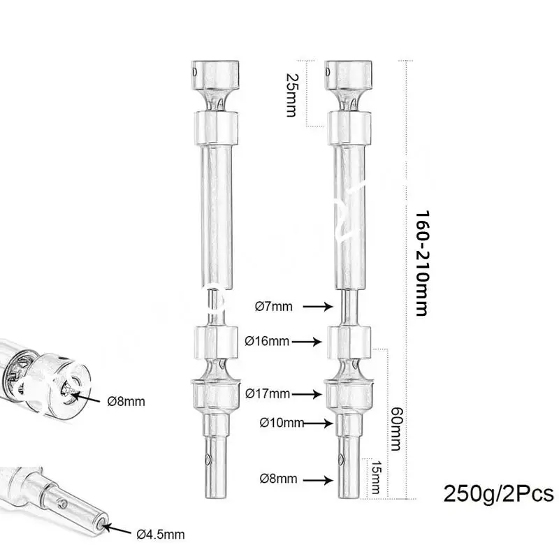 2Pcs 8650 8651 8652 Hard Splined Steel CVD Front Rear Driveshaft Drive Shafts For RC Car Parts 1/10 Traxxas E-Revo 2.0 86086-4