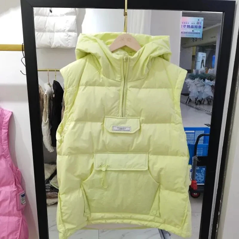 2023 New Down Jacket Vest Women\'s Fashion Vest Pullover Sleeveless Jacket Female Short Hooded Autumn And Winter Vest Coats