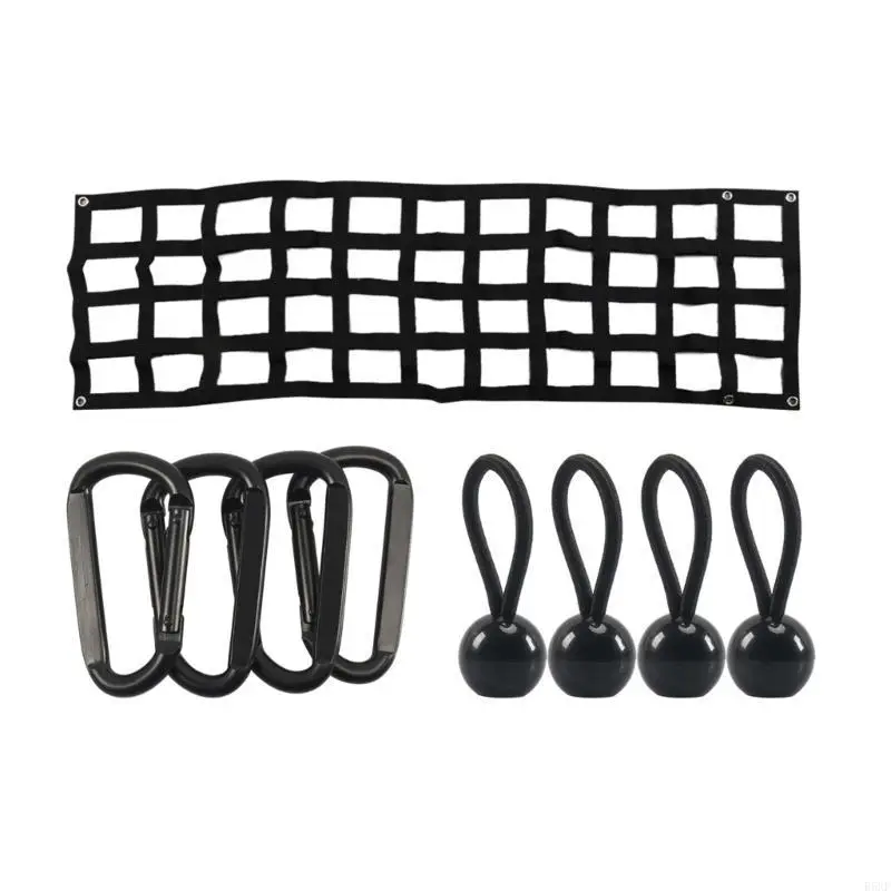 

2025 New 60x18in Tailgate Net for Pickup Truck Bed Heavy Duty Tailgate Cargo Netting Easy Installation Tailgate Mesh Black