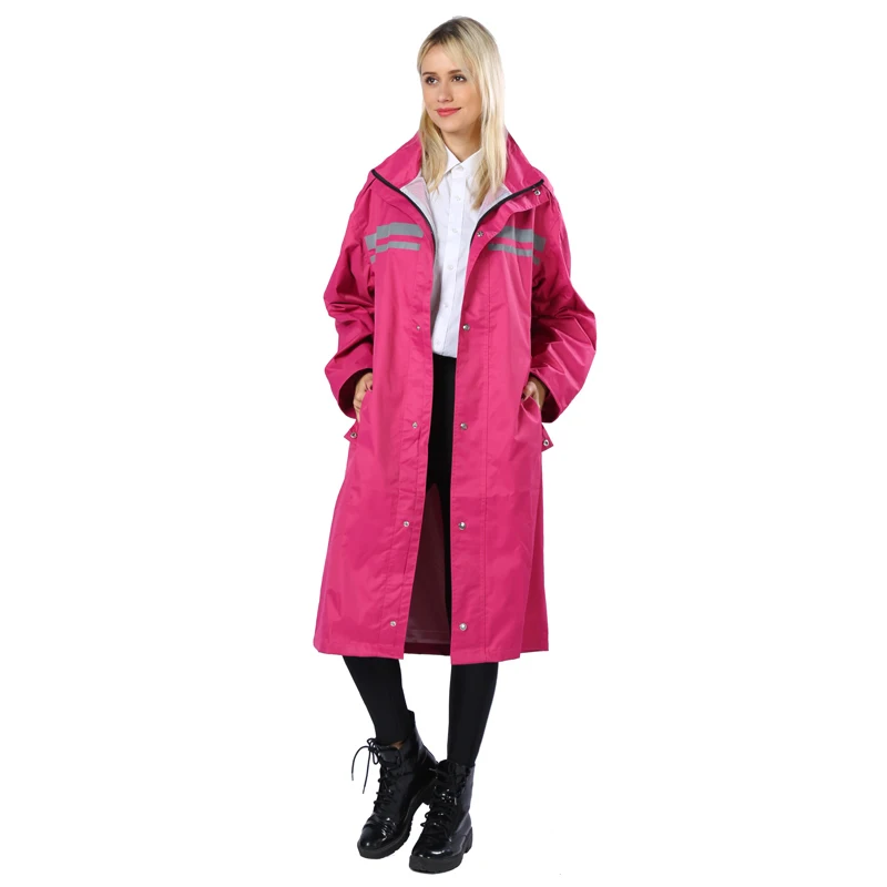 Raincoat Waterproof Men's Long Rain Jacket Lightweight Rainwear Reflective Reusable with Hood