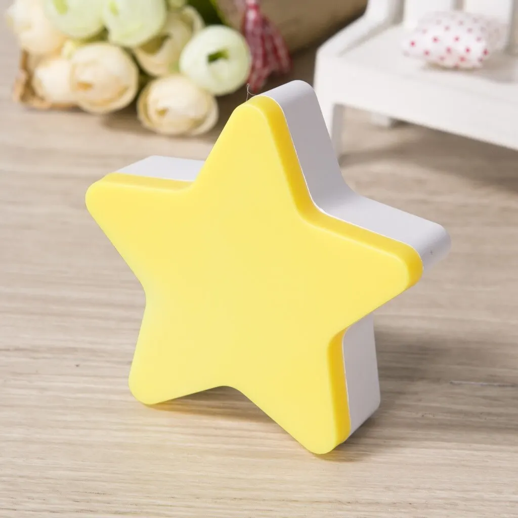 US 110v/Europe 230v Plug Mini LED Night Light Energy-saving Light Decoration Living Room Bedroom Five Corner Yellow Star Light