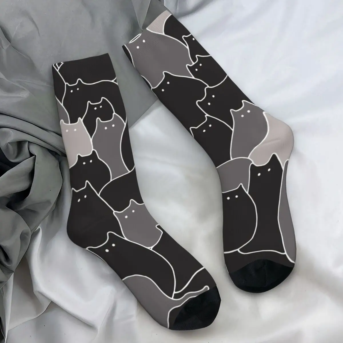Fun Black Cat Stockings Couple Lots of Cats Socks Soft Gothic Socks Autumn Cycling Non Skid Design Socks Birthday Present