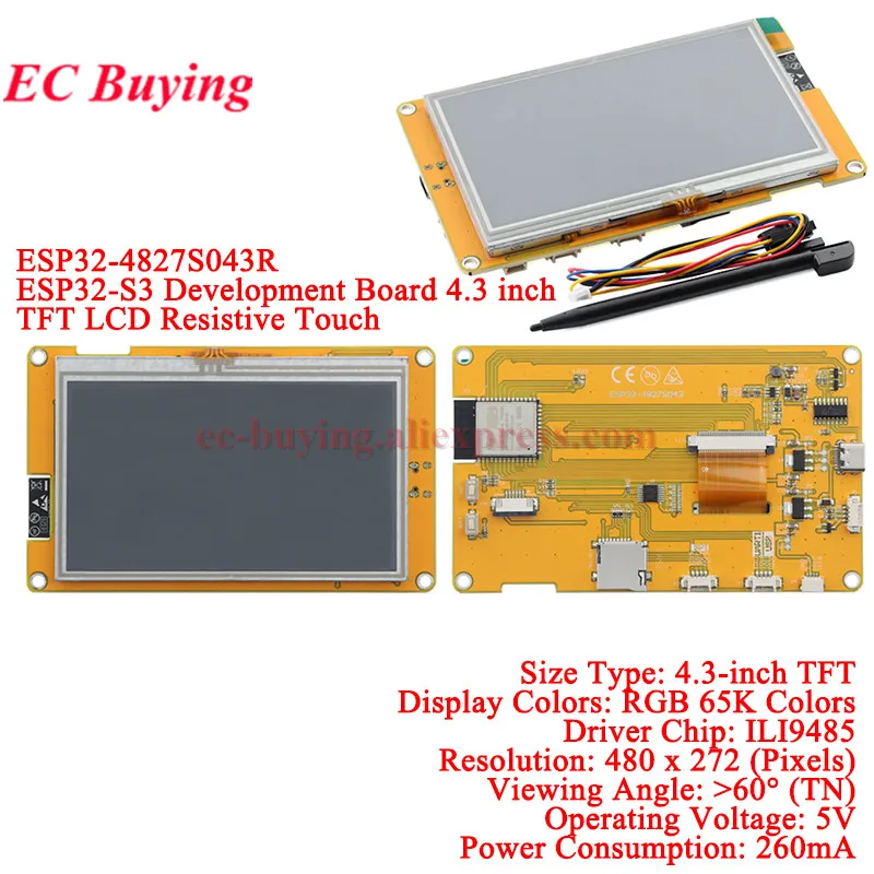 ESP32 S3 für Arduino LVGL WiFi Ble Entwicklungsboard 2,4 2,8 3,2 3,5 4,3 5 7,0 Zoll 240*320 Display-Bildschirm LCD TFT Modul