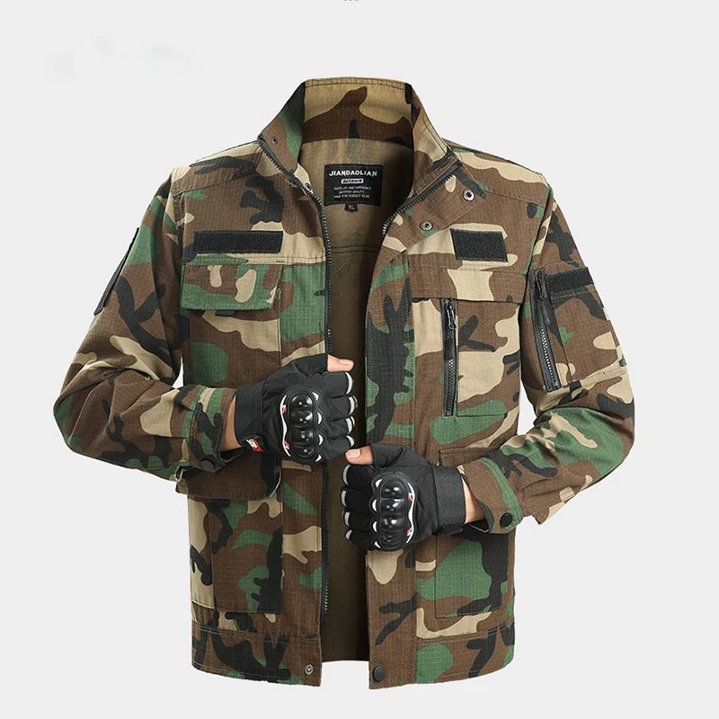 Spring And Autumn Thin Mesh Waterproof Camouflage Suit Men\'s Suit Outdoor Sports Casual Work Clothes Fashion Big Pocket