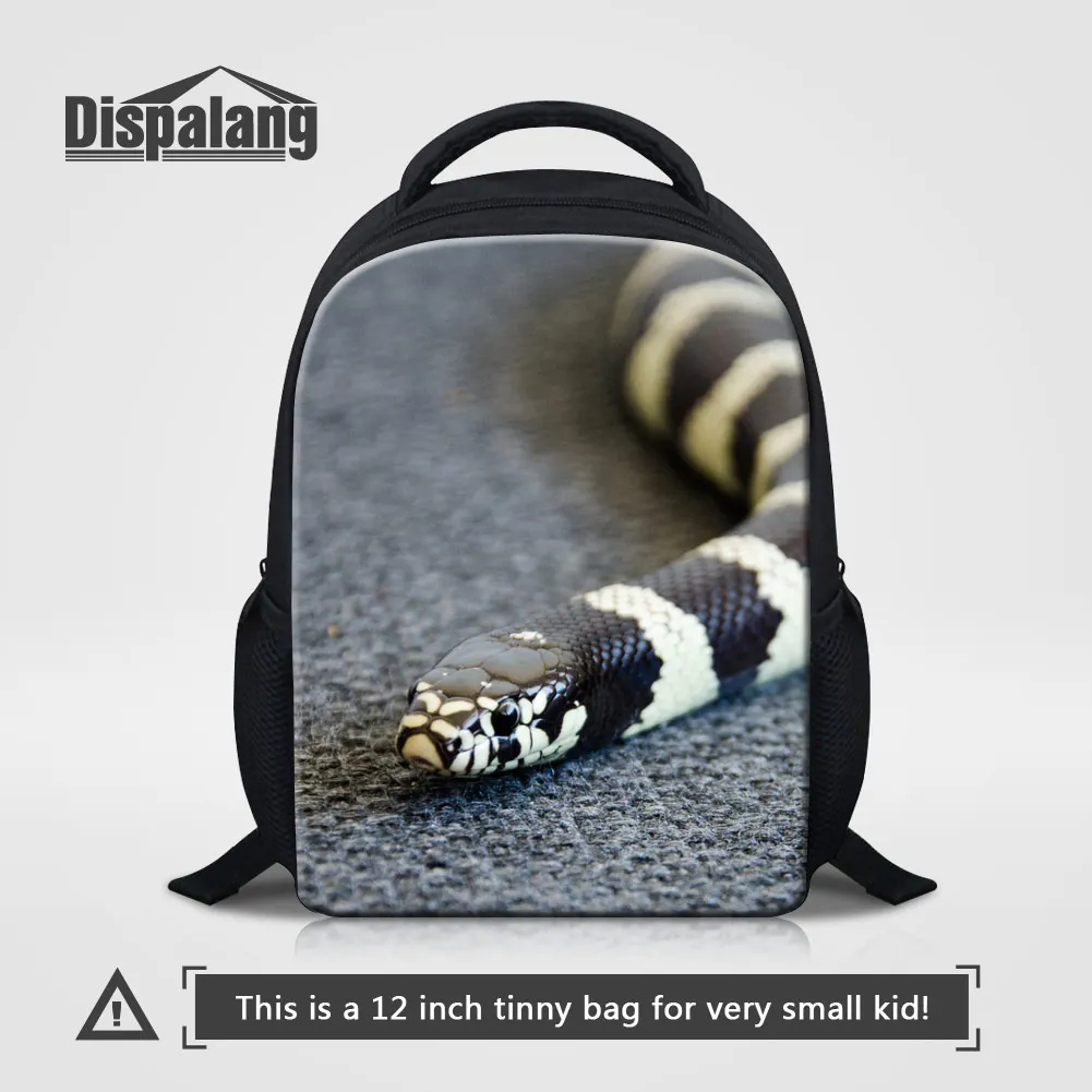 

Animal Snake Skin Pattern Kids School Bag Boys Cool Custom Name Small Bookbag 12 Inch Mini Backpack For Children Daily Schoolbag