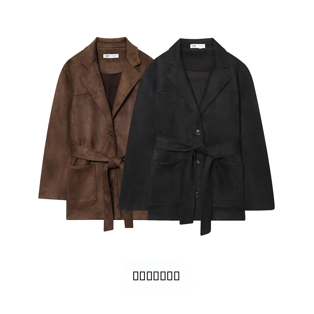 

KASLEAD модный женский тюнер с поясом из искусственной замши, свободный крой, длинное пальто све, верхняя одежда Sli для женщин