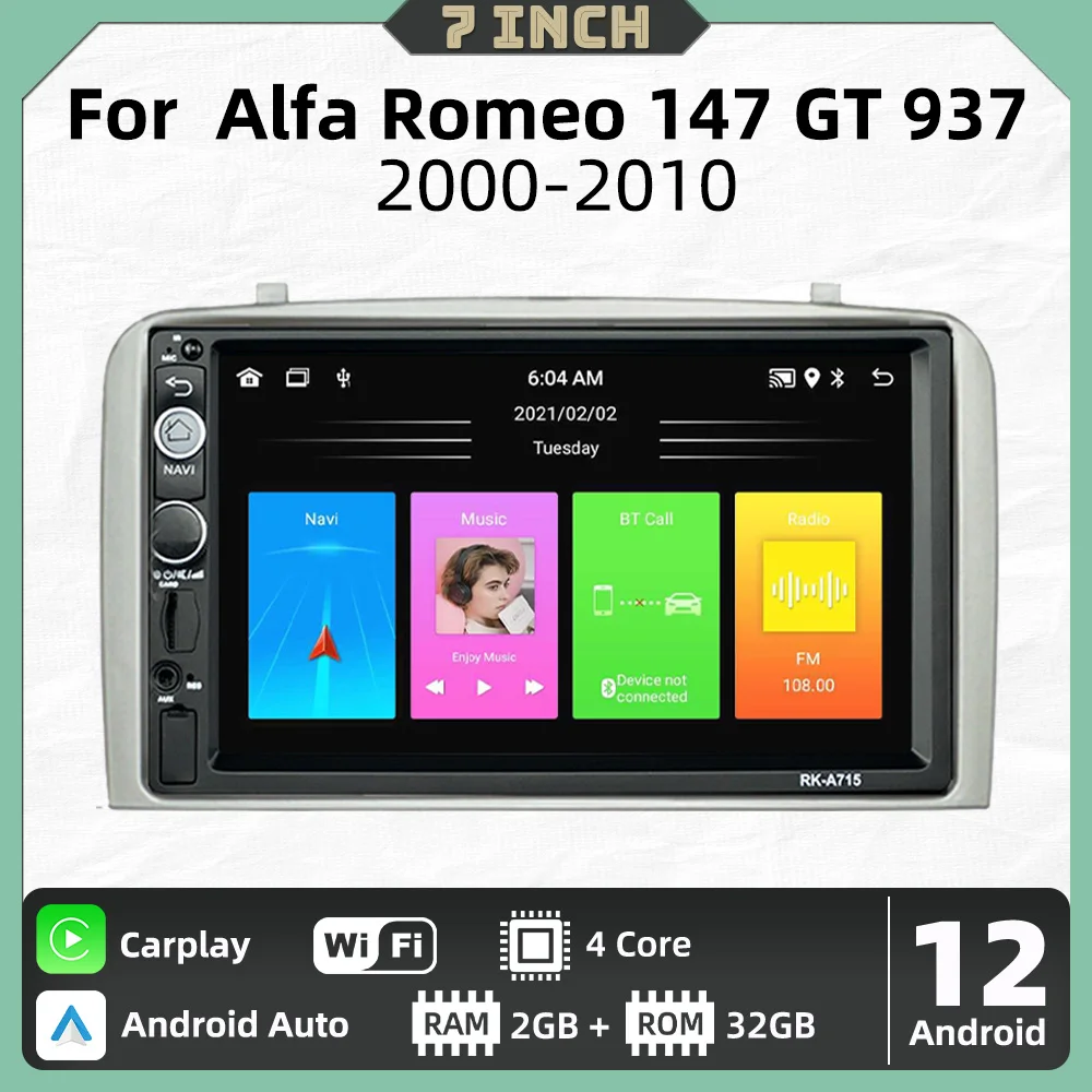 Car Stereo for Alfa Romeo 147 GT 937 2000-2010 Radio 2 Din Android Car Multimedia Player HeadUnit Autoradio Carplay Android Auto