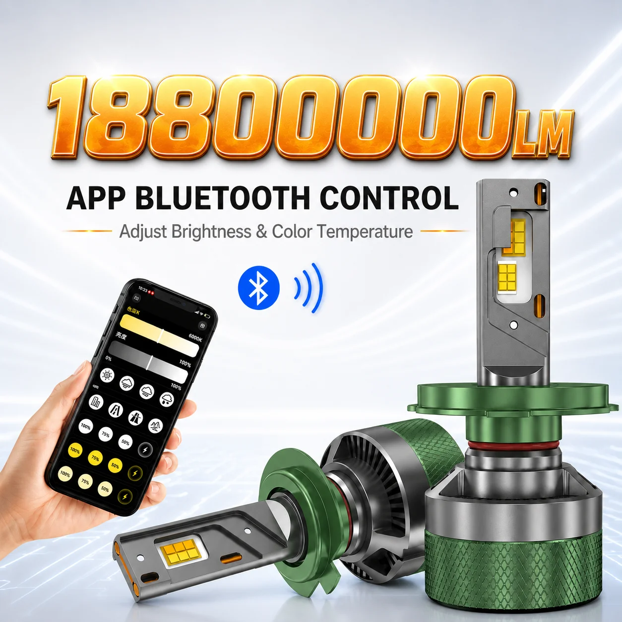 H4 LED Headlight Bluetooth APP Control Color 9800W H4 H7 LED H1 H11 9005 9006 HB3 HB4 Auto Bulbs LED Lights for Car Headlights
