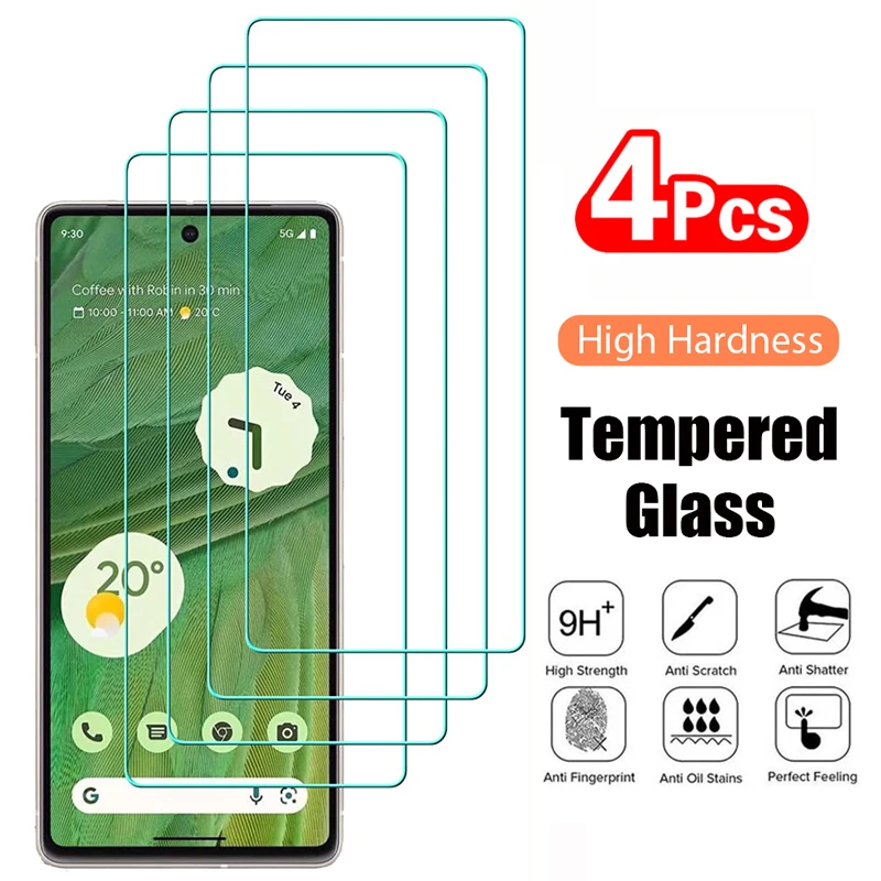 4 Uds vidrio templado para Google Pixel 9 8 Pro 9A 8A 7 7A 6 6A 5 4A 4 XL 3 9H Protector de pantalla transparente película de vidrio