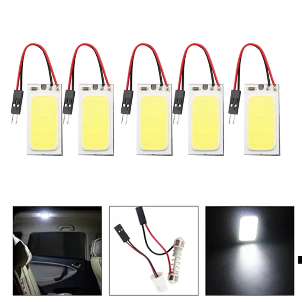

Car Interior Ceiling LED Light Panel 6000K White COB LED Light Panel With T10 Festoon Adapter For Car Interior Ceiling 18 LED