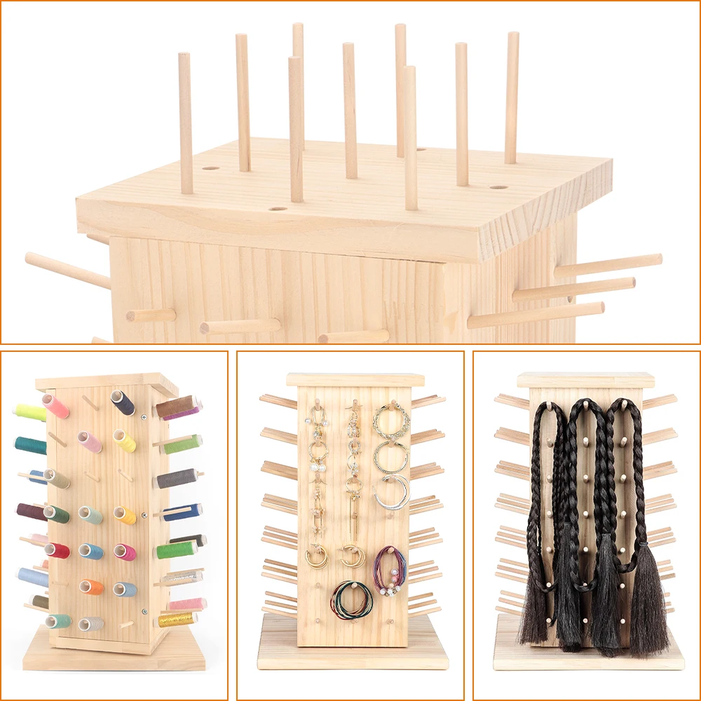 360° Fully Rotating Wooden Thread Rack/Thread Holder Organizer-DIY Sewing,Quilting,Embroidery,Hair-braiding & Jewelry-93 Spools