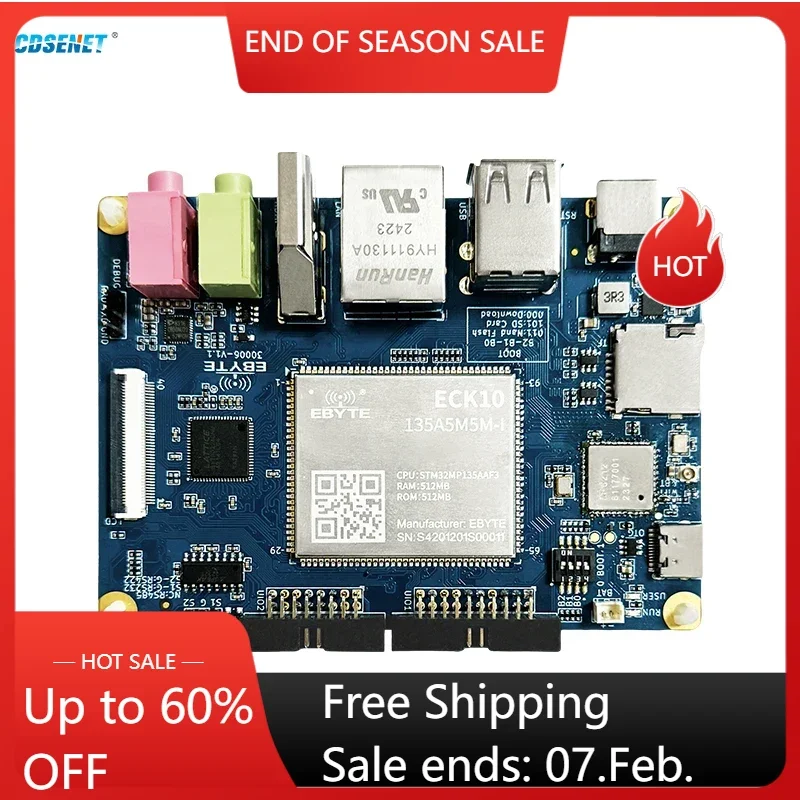 STM32MP135 Industrial Grade Single Board Computer CDSENET ECB10-135A5M5M-I 2.5”PICO-ITX Gigabit Ethernet CAN FD ARM A7 Low Power