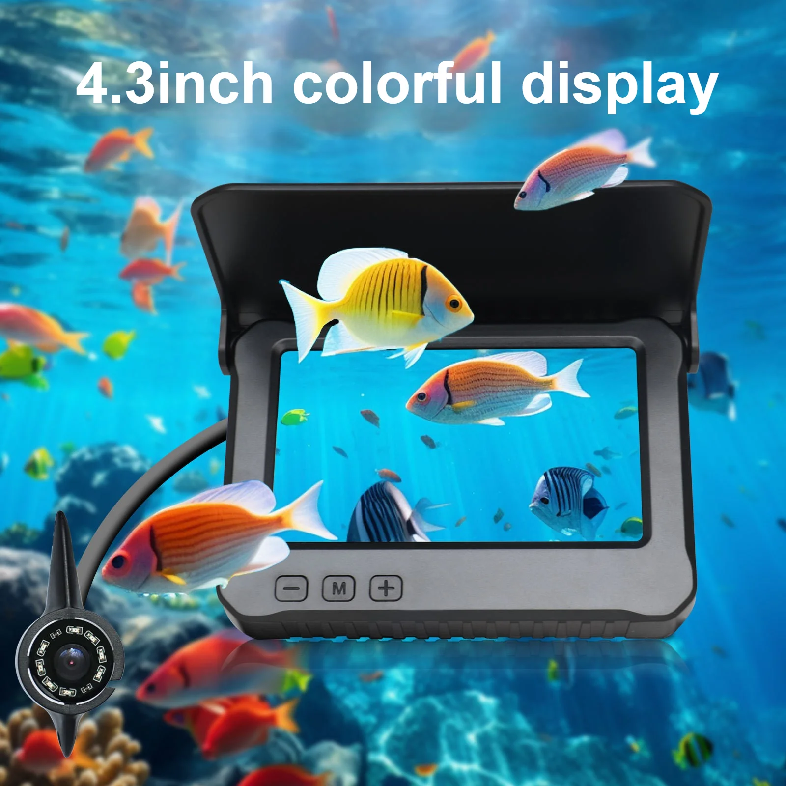 4.3 Inch HD Visual Underwater Fish Finder, Night Vision Camera for Fishing & Spearfishing Complete Kit