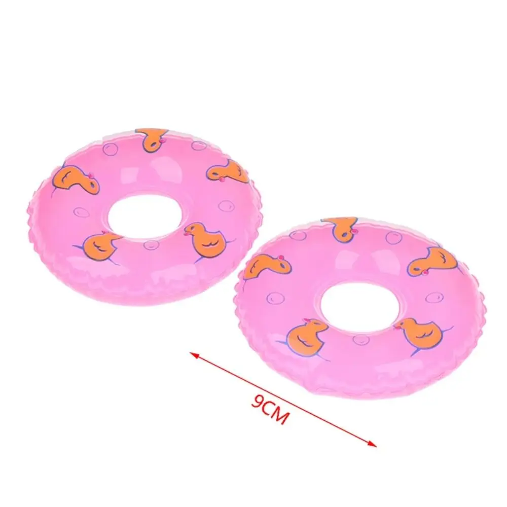 PVC poppenhuis miniatuur zwemring gele eend opblaasbare mini-ringen zwemmen poppen accessoires aankleden