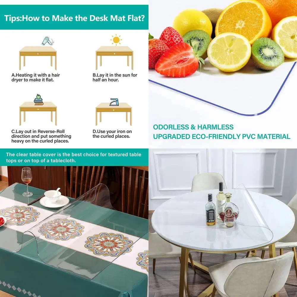 

Защитный коврик для круглого обеденного стола 52 дюйма - прозрачный, толщиной 1,5 мм, из ПВХ, для деревянной и мраморной мебели