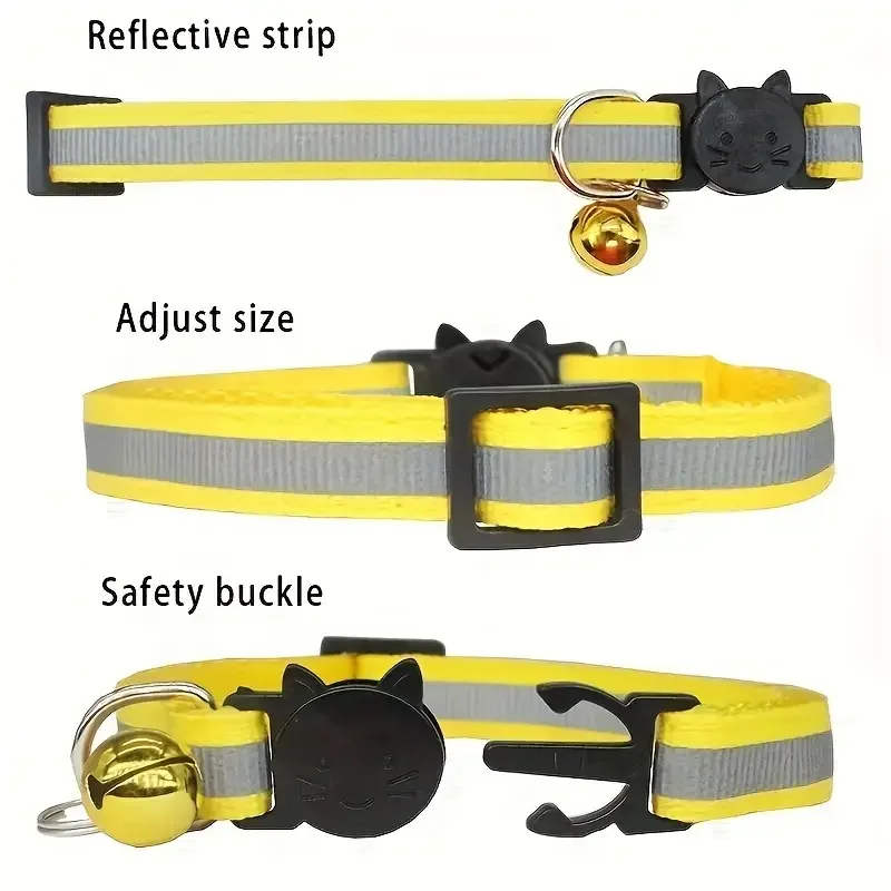 Personalisiertes Reflektierendes Katzen-Sicherheitshalsband mit Kostenloser Gravur, Verstellbares Individuelles ID-Etikett, Nylon-Halsband für Welpen und Kätzchen – Detail 6