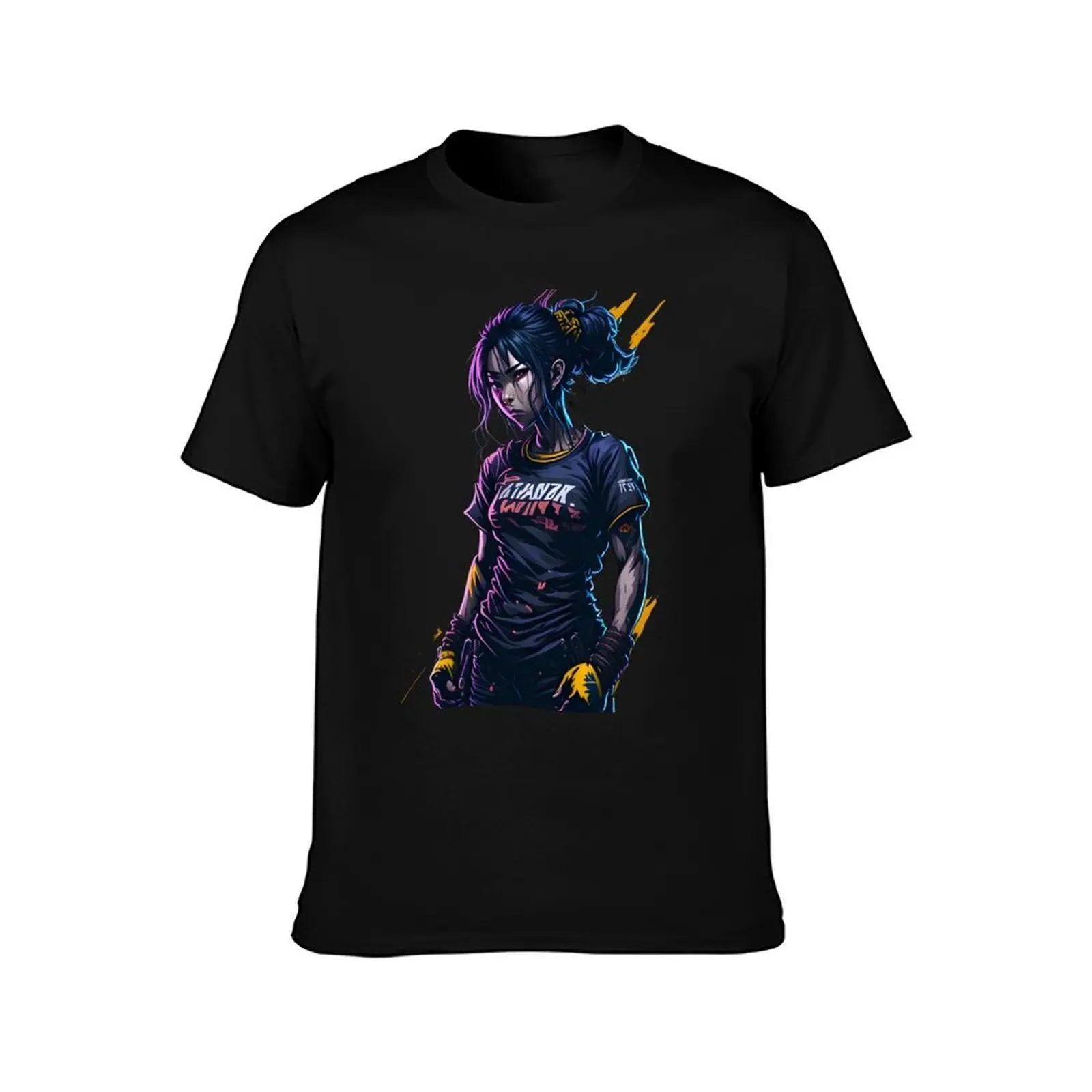 Anime Heroines Empowering Digital Art and Clothing Female Anime Fighter T-Shirt Summer Casual Cotton Tee Vintage Graphic Print