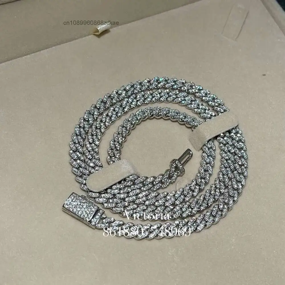 Luxury Sell 6mm Iced Out Miami Cuban Link Hip Hop Vvs Moissanite Female Cuban Choker.