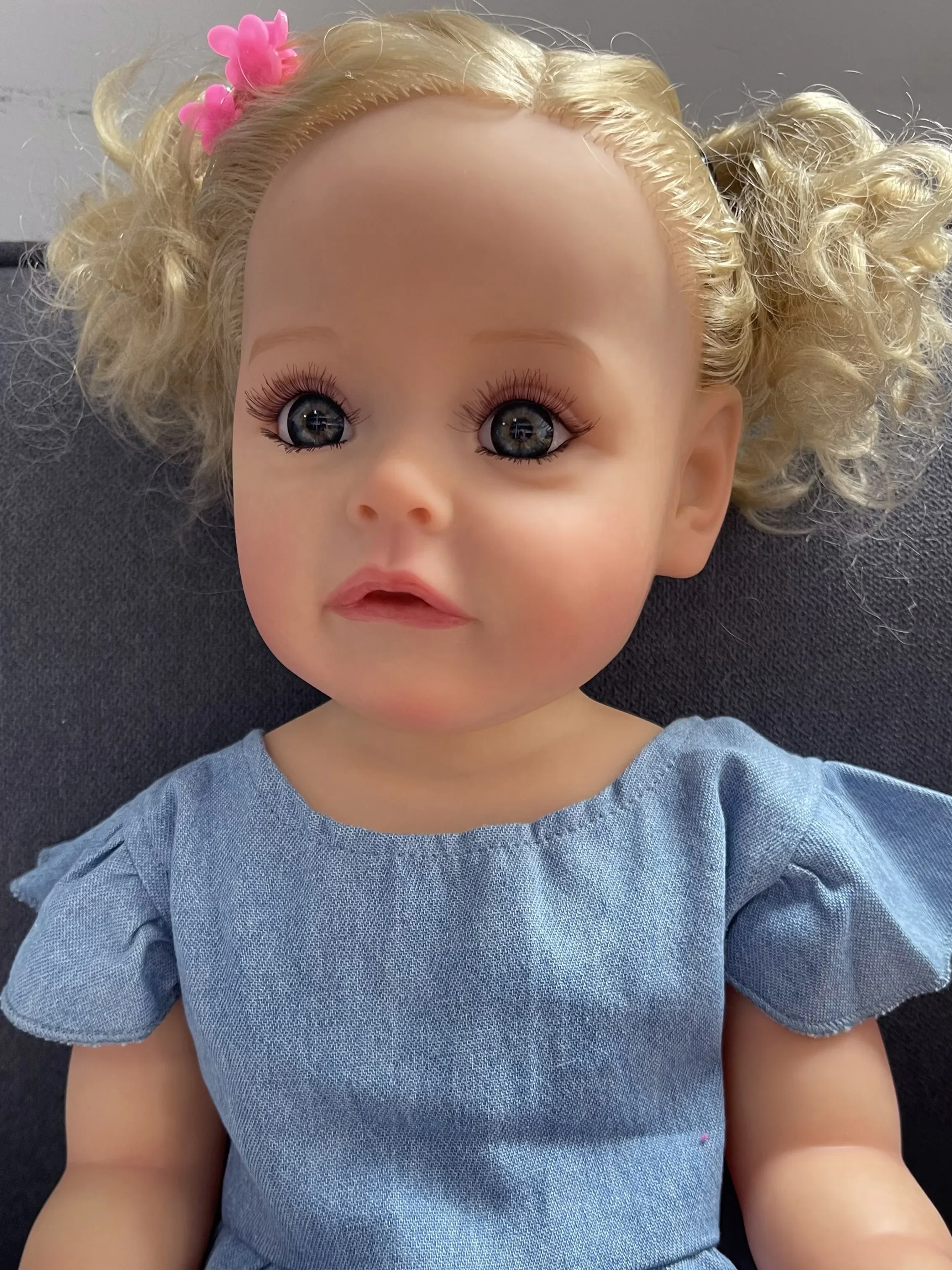 55CM SueSue Reborn Toddler Girl Doll Full Body Silicone Waterproof Bath Toy Hand-Detailed Paint with 3D Visible Veins