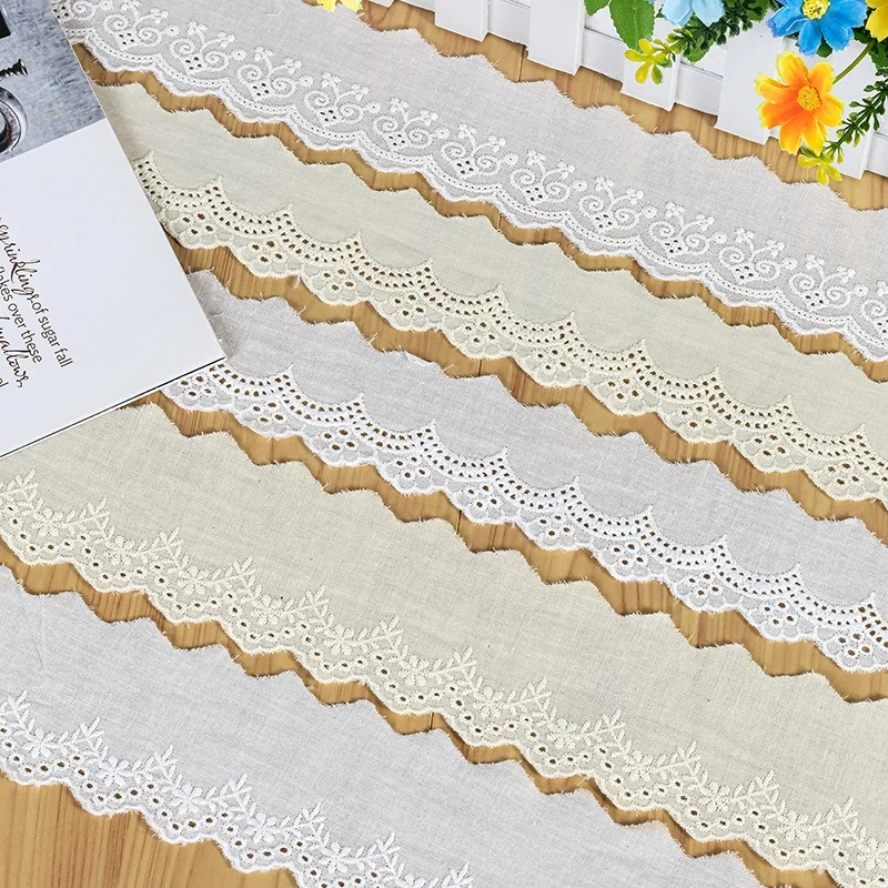 Exquisito tela de algodón de alta calidad, calcomanía de encaje bordado, cortinas hechas a mano para el hogar y ropa de mujer, accesorios de falda