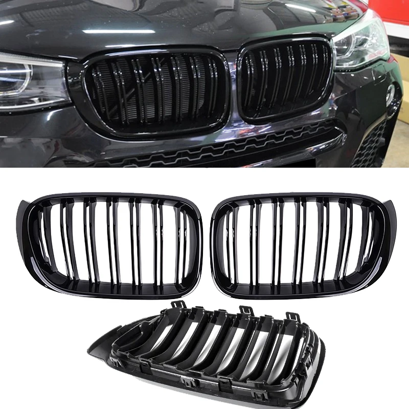 For BMW X3 F25 X4 F26 28i 28d 35i m40i 2015-2018 Double Slat Front Kidney Hood Radiator Grille Grill