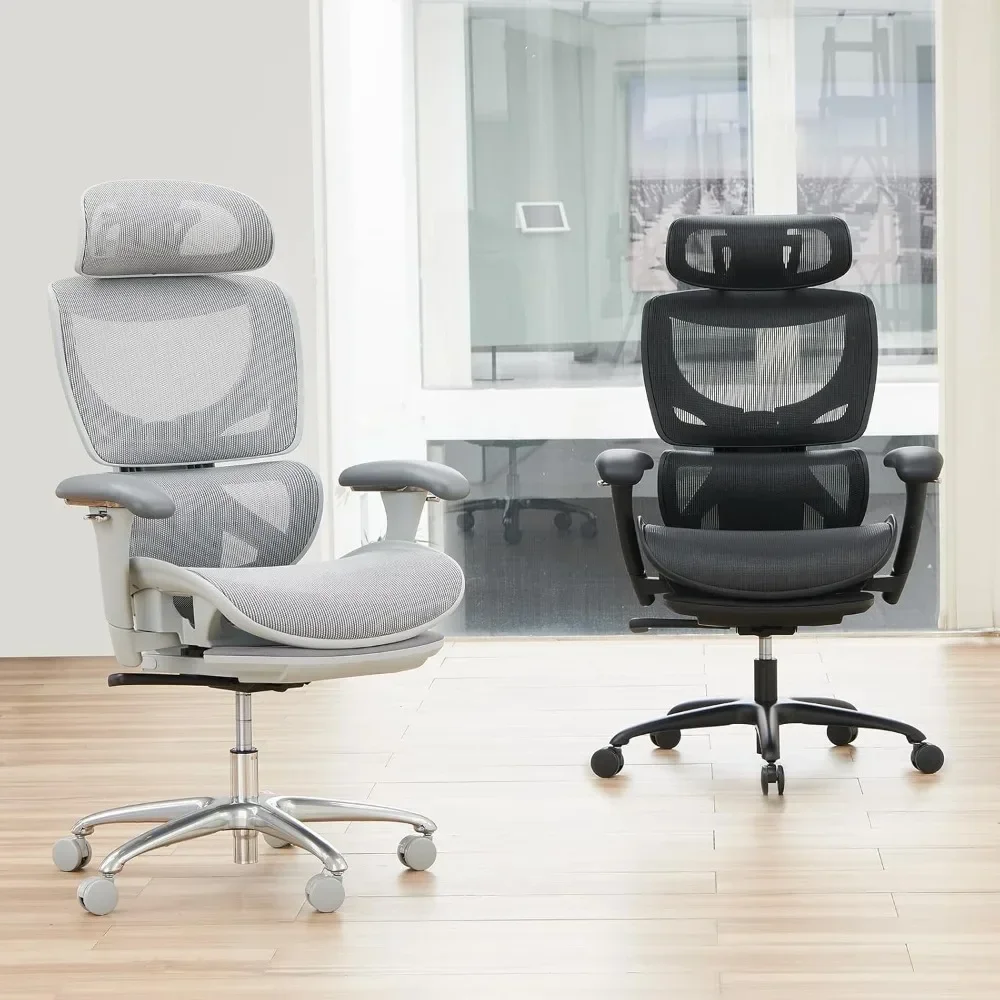 Ergonomic Mesh Office Chair with Footrest, Executive High Back Computer Desk Chair with Wide Headrest and Adjustable 3D Arms