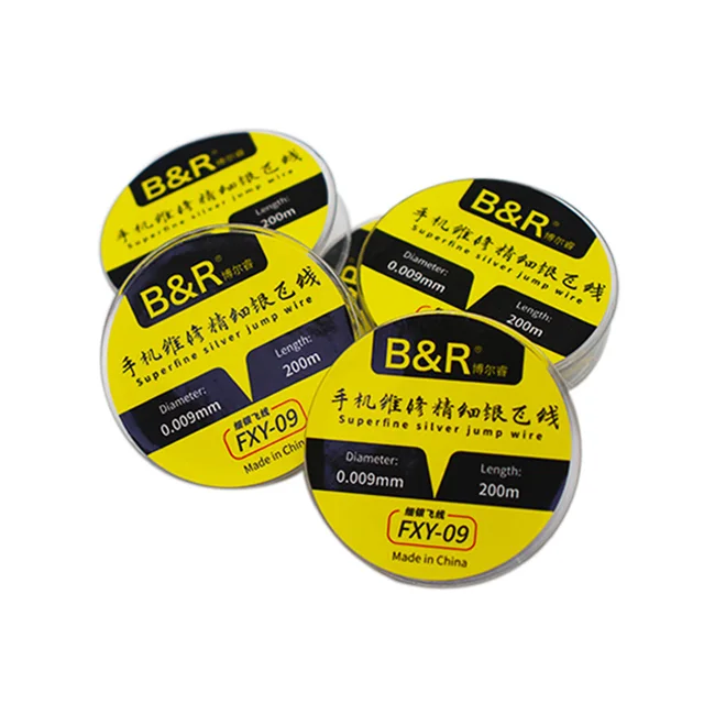 B&R FXY-09 Superfine Sliver Jump Wire 0.009mm 200m Telefon CPU Odcisk palca Płyta główna Dotykowa naprawa Flying Line