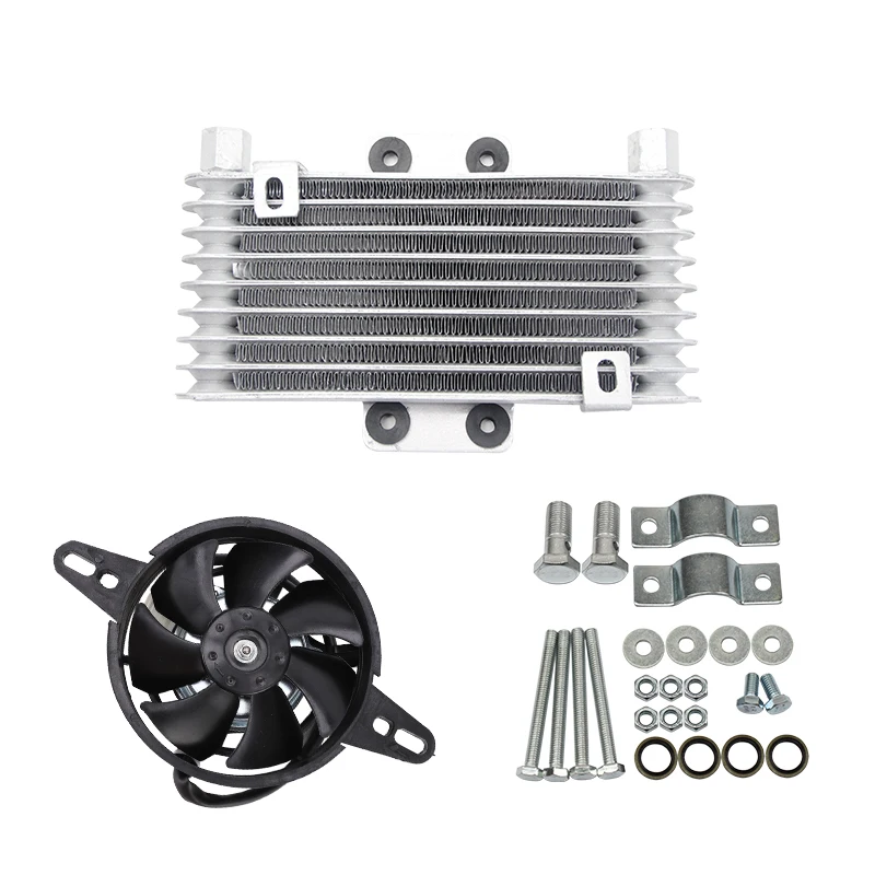 Motorcycle High Quality Fan Oil Cooler Engine Aluminum Oil Cooler+Fan Cooling Radiator 125Ml Universal for Dirt Bike ATV