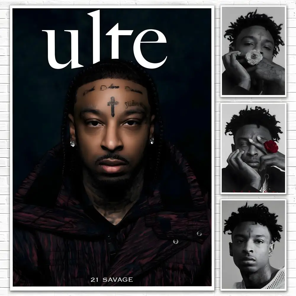 Rapper 21 Savage Poster Poster All-match HD Waterproof Self-Adhesive Wall Art Sticker For Home Bedroom