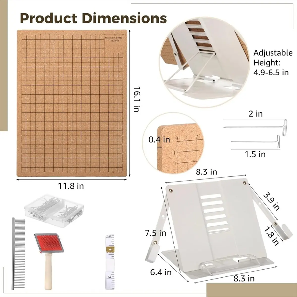 106 PCS Macrame Board Set, with T Pins Double Sided Grids Bracelet Making Board with Tools for Braiding Cording Creating