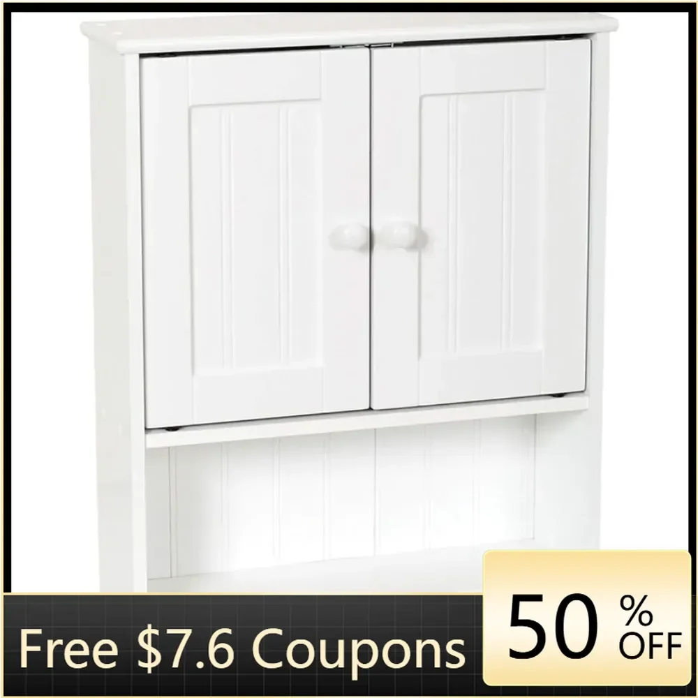 Cottage Bathroom Wall Cabinet, with 2 Shelves and 2 Doors, 19