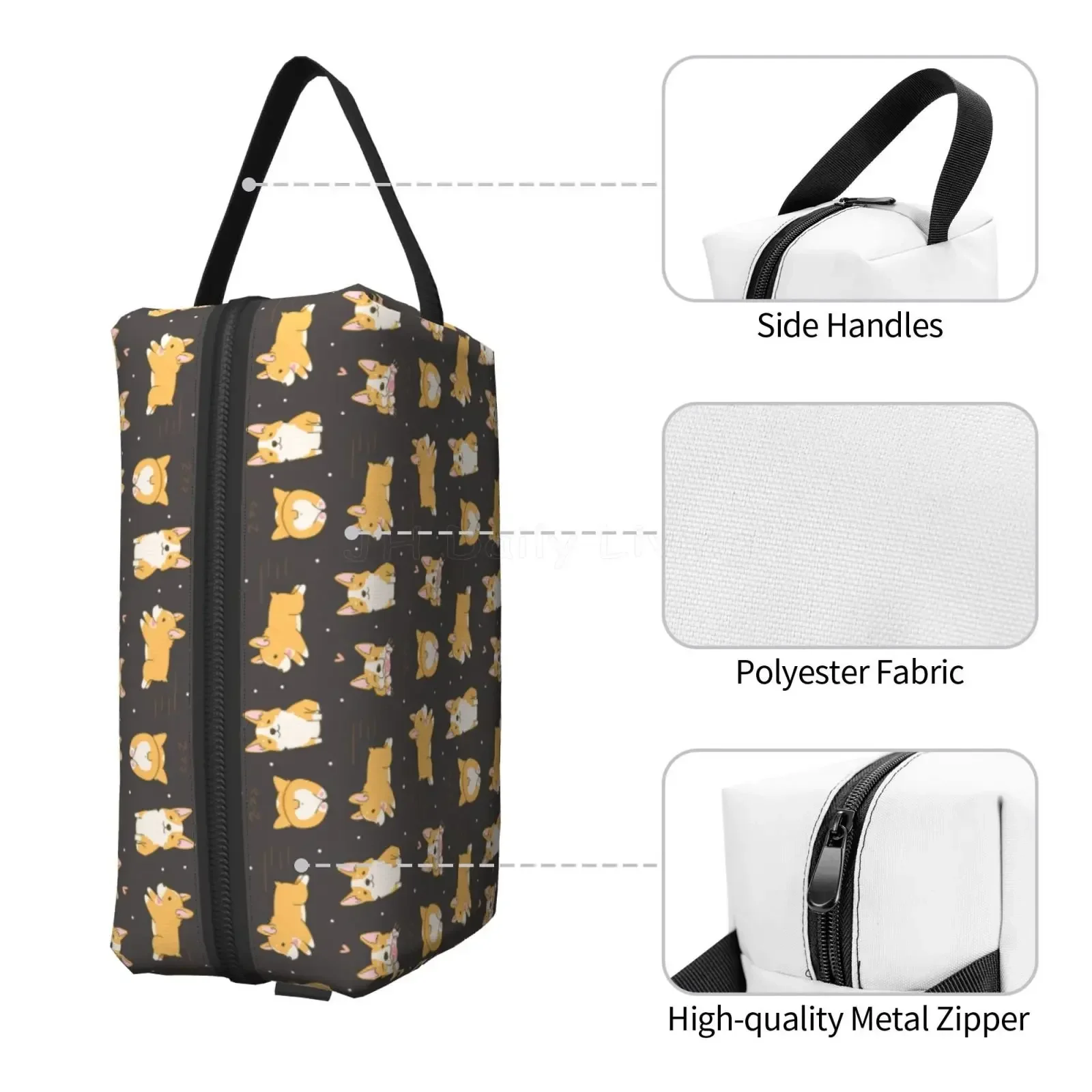 Kawaii Corgi Storage Bags Cute Toiletry Bag Travel Cosmetic Bags Women Girls Men Makeup Pouch Storage Waterproof with Zipper