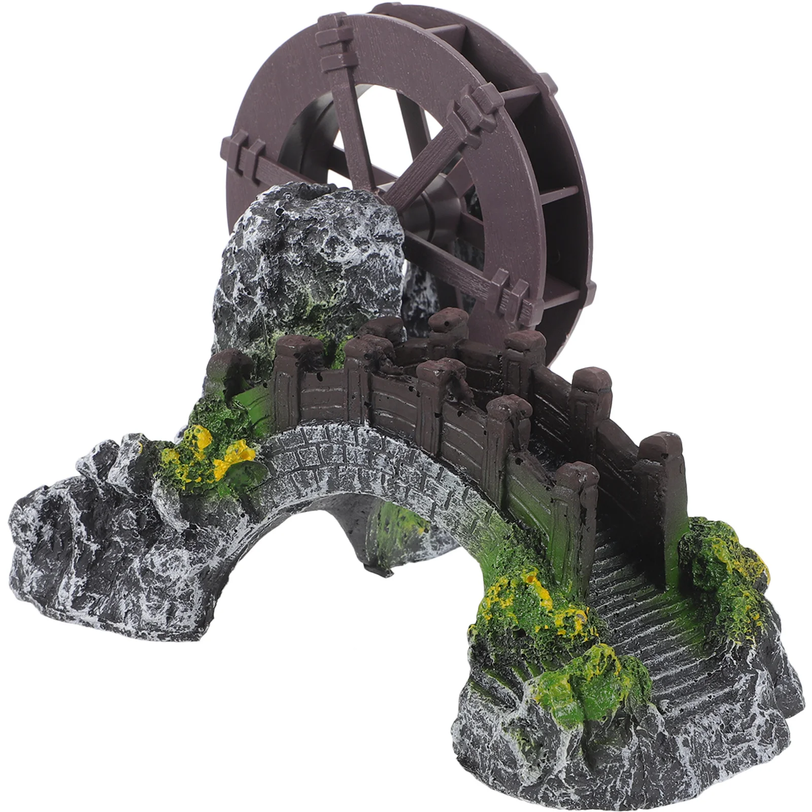 

Stylish Miniature Water Wheel Bridge Aquarium Supplies Safe Practical Durable Fish Tank Decoration Ornament Aquarium Bridge