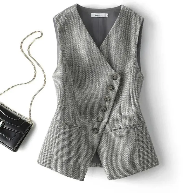 

New Women's Suit Vest Coat 2025 Spring Autumn Comfortable Sleeveless Ladies Blazer Vest Versatile Lady Blazer Waistcoat Jacket