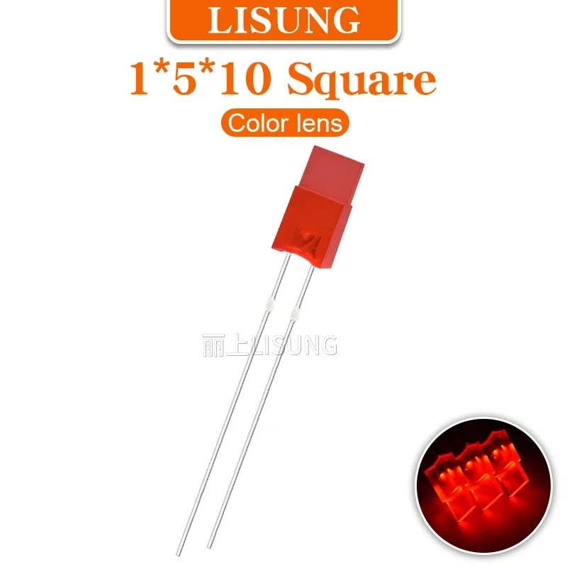 

1000pcs/Bag 1 5 10 Square Led 1*5*10mm Light-emitting Diode Red Color Lens Red Electronic Diffuse Indicator Dip Light DIY Kit