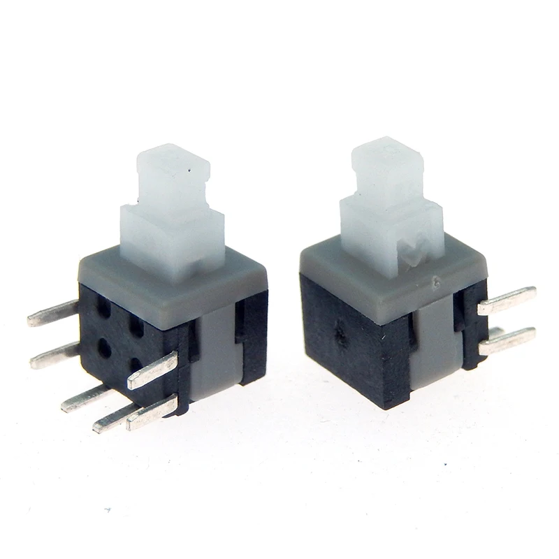 10PCS 5.8x5.8mm x Height 10.1 mm Push Button Switch On/Off Through Hole PCB DPDT Lock Right Angle Key switch Self Lock Push