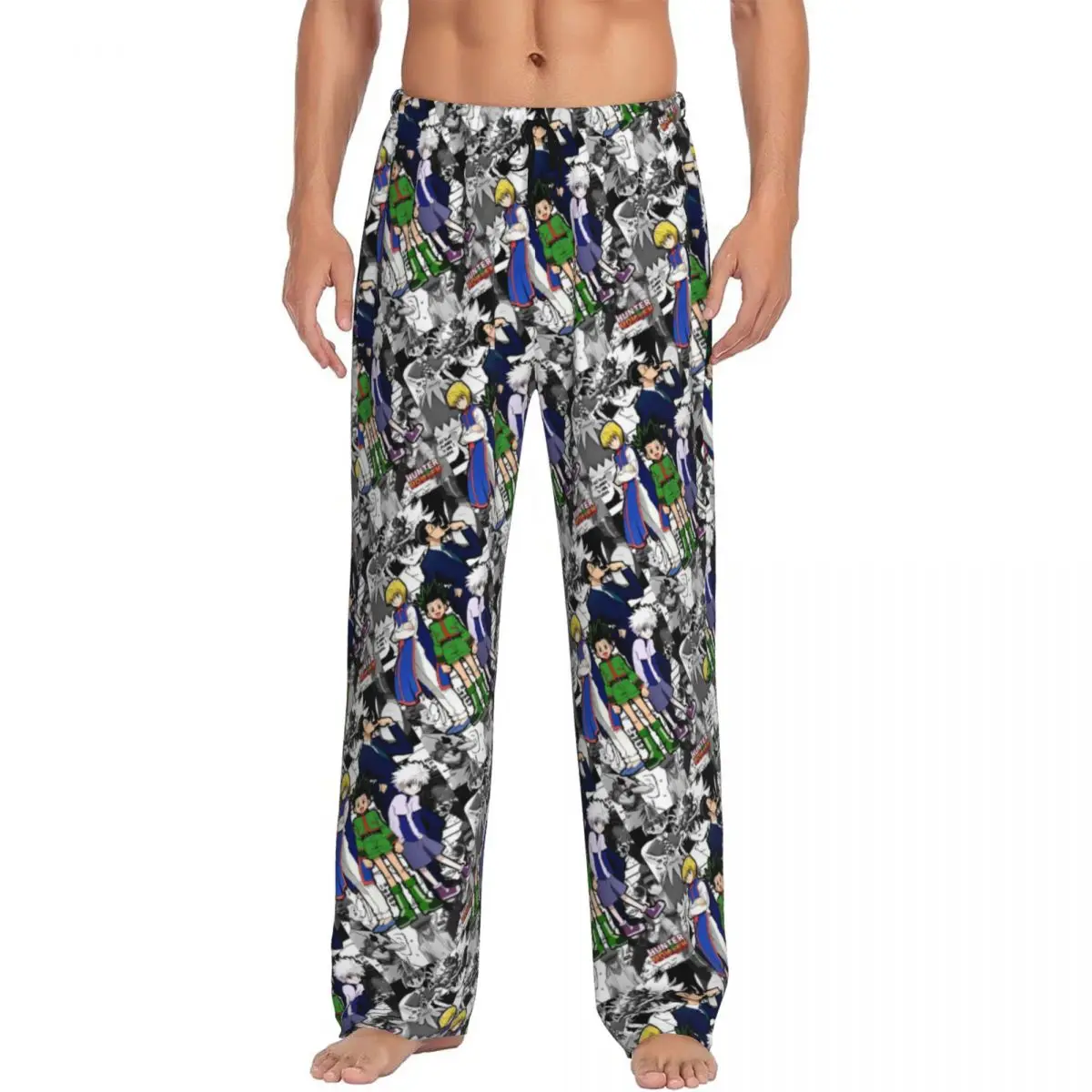 

Пижамные штаны в стиле аниме HXH с принтом на заказ, мужская одежда для сна, низ с карманами
