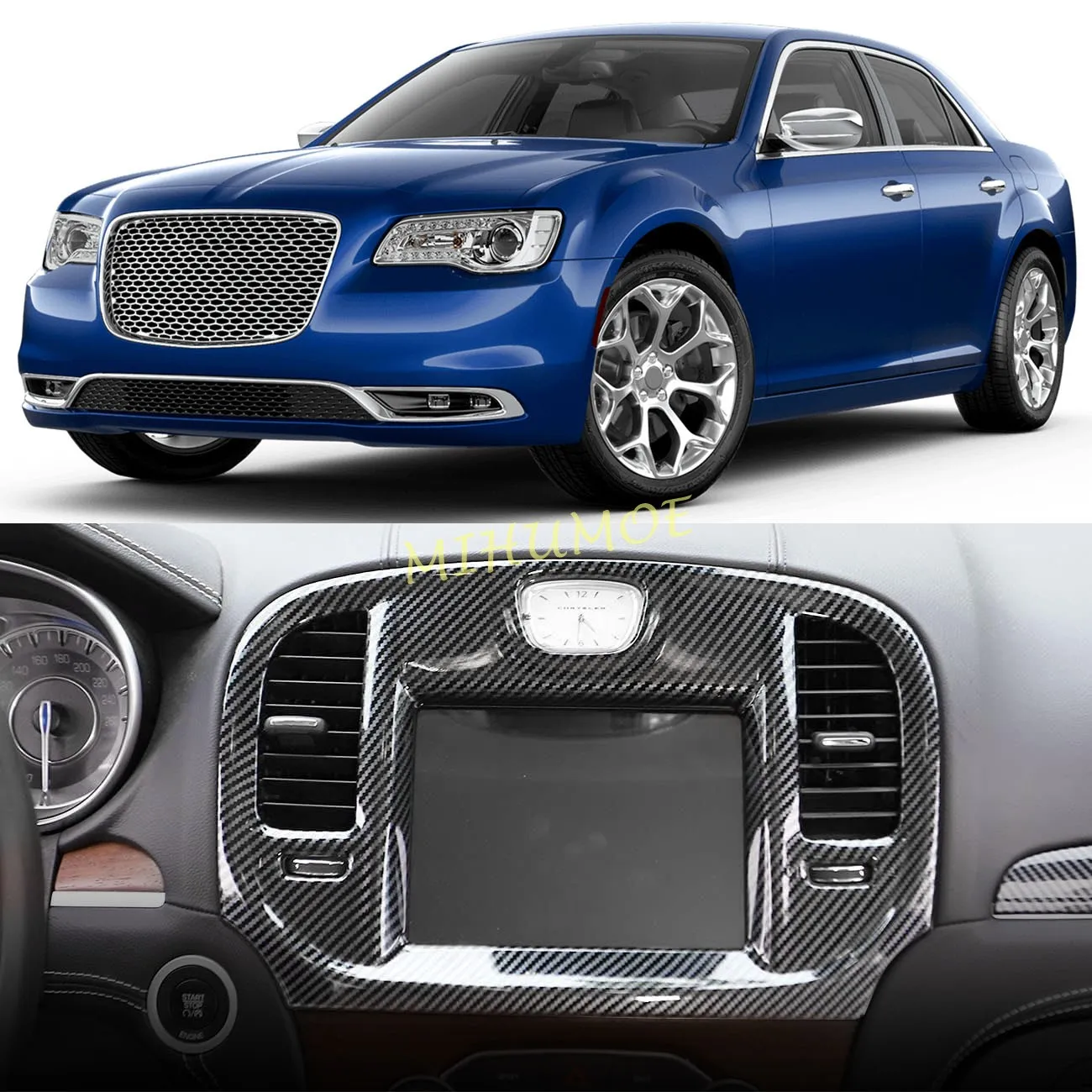 

Крышка среднего вентиляционного отверстия центральной консоли автомобиля из углеродного волокна для Chrysler 300 2022 2021 2020 2019 2018 2017 2016 2015-2023 аксессуары