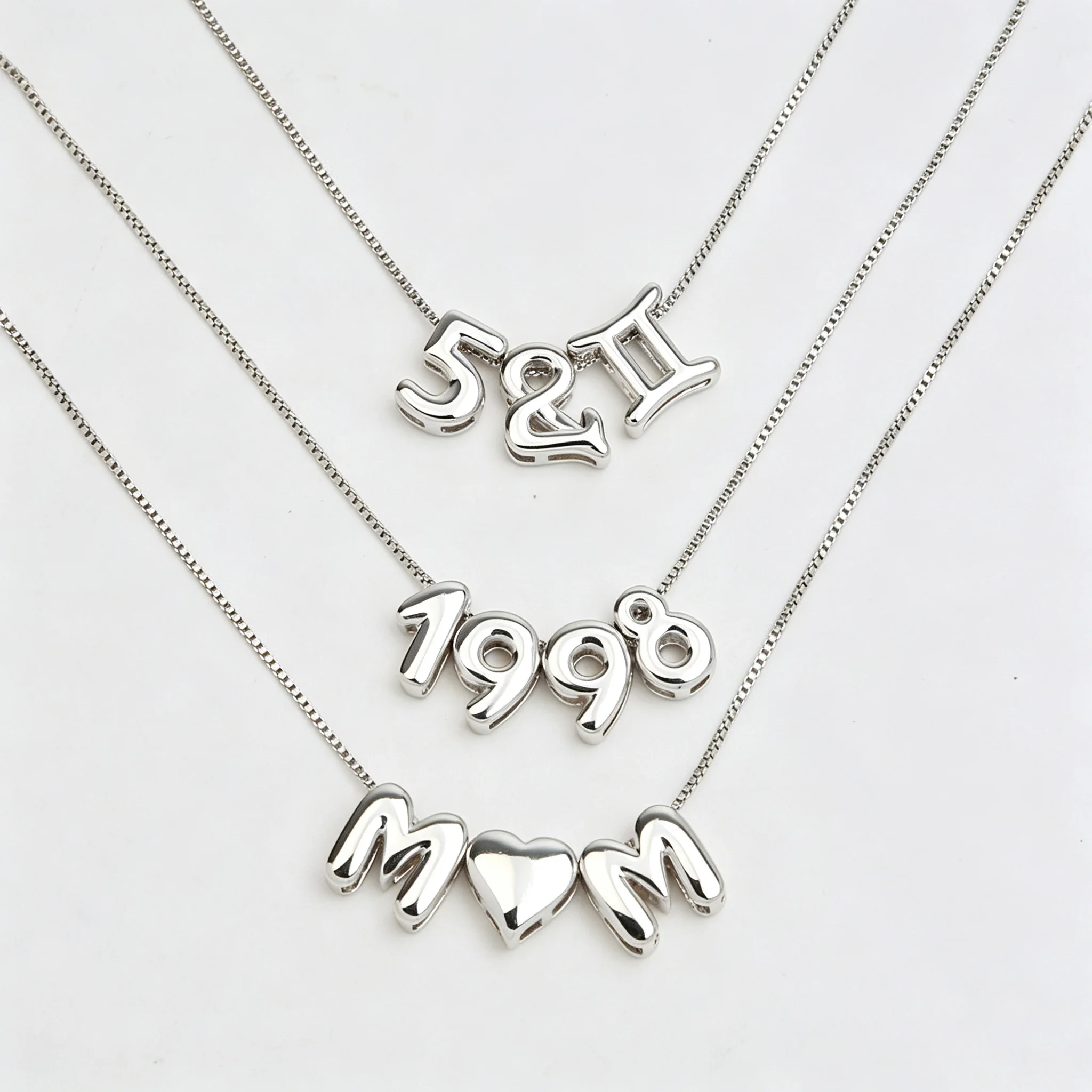 Silver Plated Bubble Pendant Custom Letter Bracelet for Women DIY Name Personalized Charm Christmas Gift Fashion Bead Jewelry