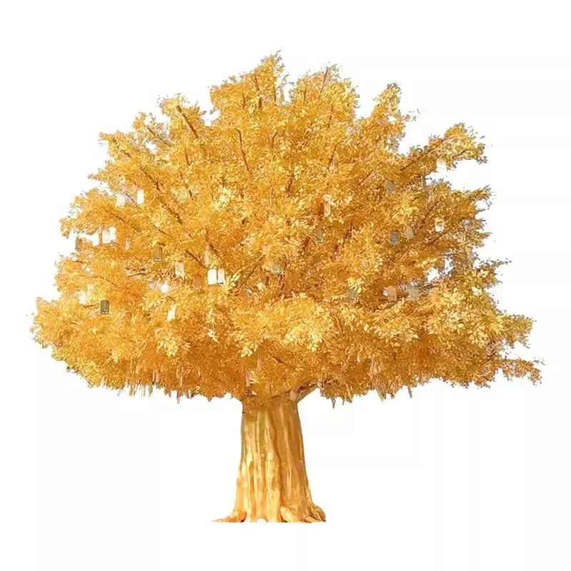 Internet celebrity simulation banyan tree large golden fortune wishing tree scenic shopping mall hotel landscape decorative