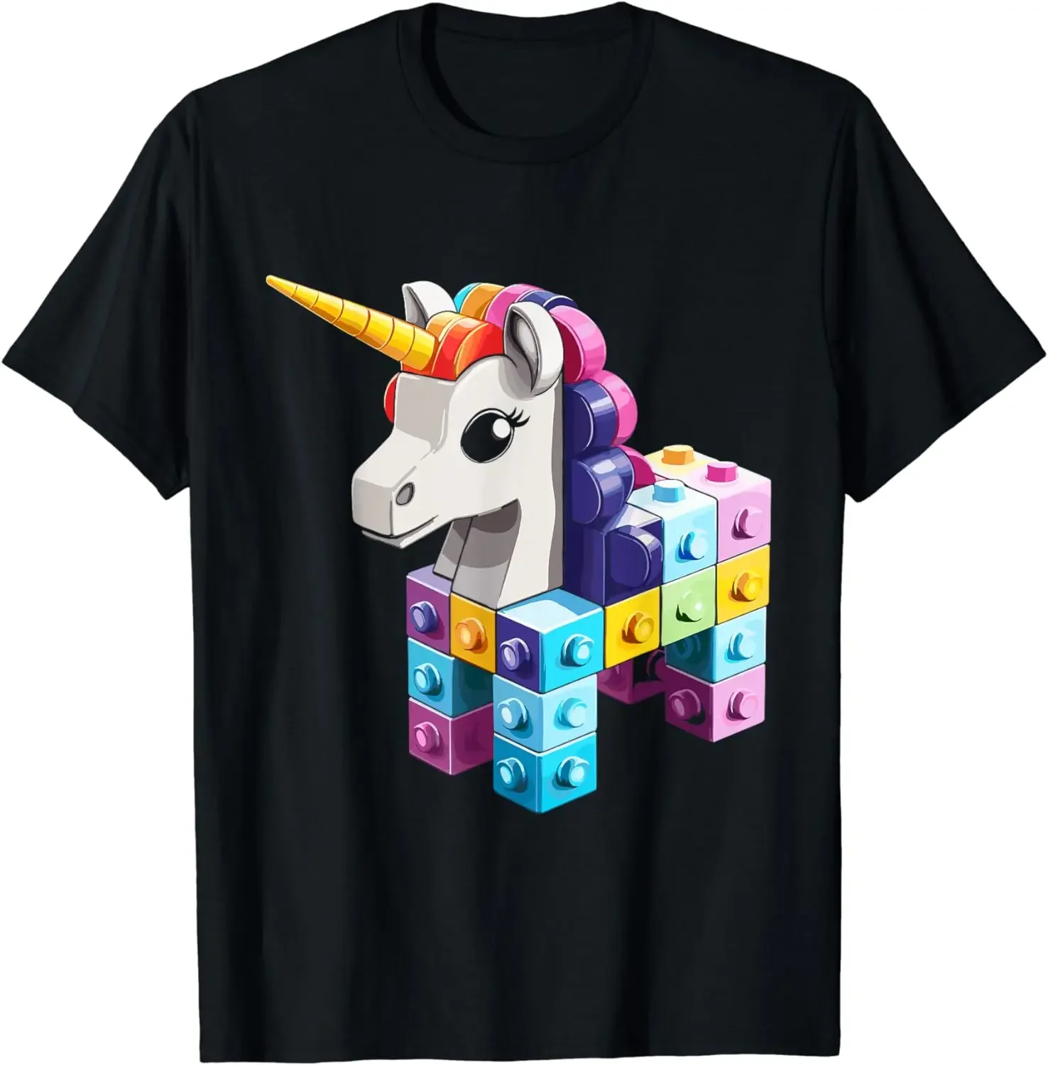 Men  men Clothing Tops Master Builder Bricks Blocks Play Toys Unicorn T-Shirt Tyrannosaurus Rex Building Blocks T-shirt  padel