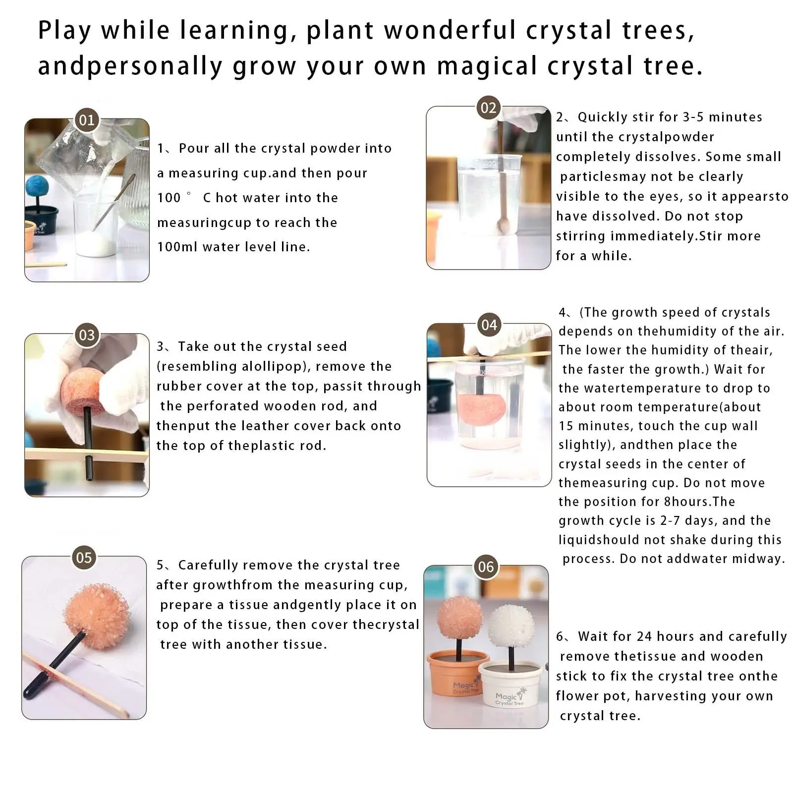 Crystal Growing Kit for Kids Age 8 11 Science Experiment Toys Educational Learning Set with Plastic Tools Biology Chemistry