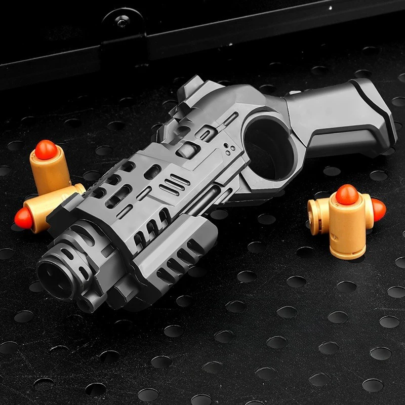 1Pc Nylon Spray Gun Fired Ejected Soft  Pistol  Spinner Multi Playability Decompression Ratchet Flip Push Slider Toy